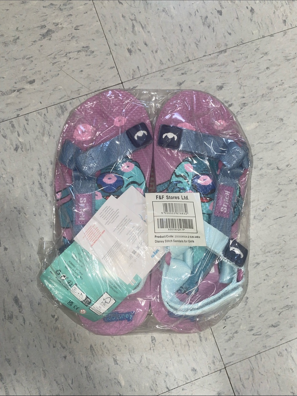 Kids' Pink & Teal Adjustable Outdoor Sandals slippers lilo & stitch girl 3y - Picture 5 of 5